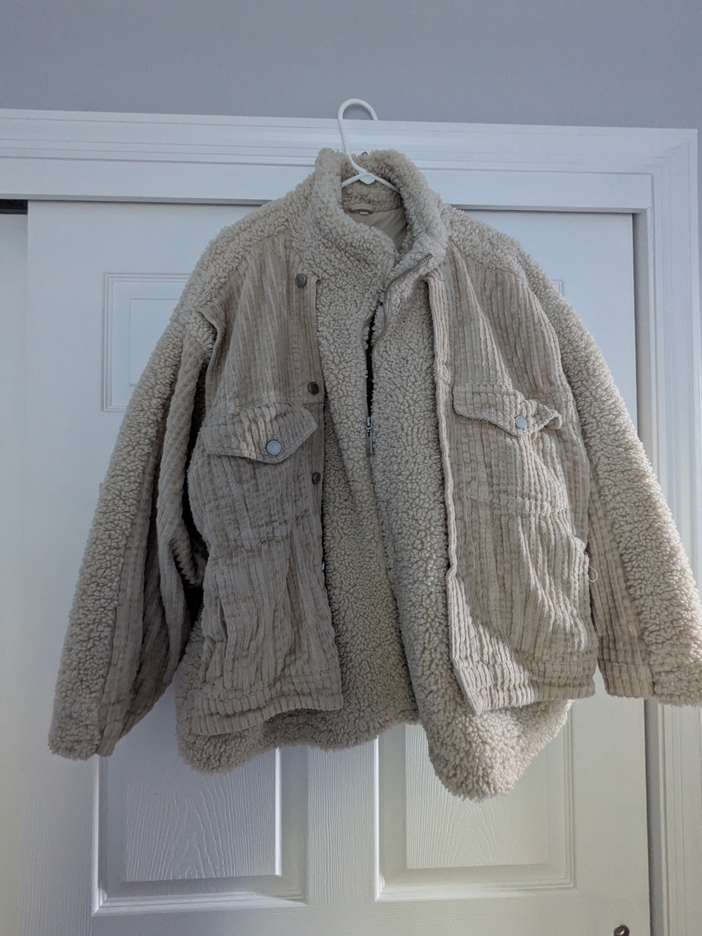 Blank NYC Cream Sherpa Corduroy Bomber Jacket